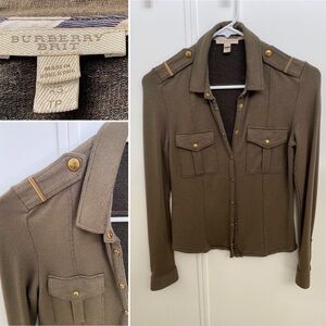 Burberry Brit Women's Stretchy Comfy Cozy Knit Snap Front Top XS